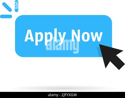 blue apply now simple button Stock Vector