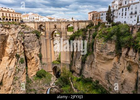 Aerial of the historic town of Ronda, Andalucia, Spain, Europe Stock Photo