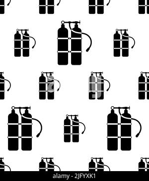 Oxygen Tank Icon Seamless Pattern, Oxygen Storage Vessel Cylinder Vector Art Illustration Stock Vector