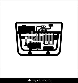 Generator Icon, Power Electricity Producing Equipment Vector Art Illustration Stock Vector