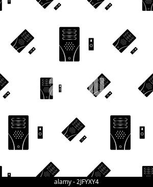 Electronic Doorbell Icon Seamless Pattern, Musical Rhyme Sound Doorbell Icon Vector Art Illustration Stock Vector