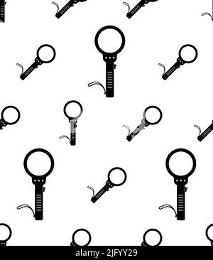 Metal Detector Icon Seamless Pattern, Hand Electronic Metal Detector Vector Art Illustration Stock Vector