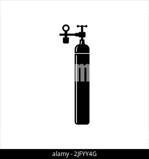 Oxygen Tank Icon, Oxygen Storage Vessel Cylinder Vector Art Illustration Stock Vector