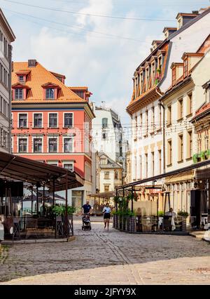 Skarnu iela, Old Town, Riga, Latvia, Europe Stock Photo