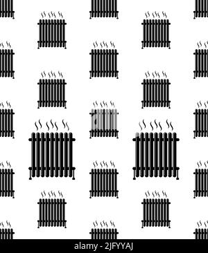 Radiator Icon Seamless Pattern, Heat Exchanger Pipe Tube Cooling Water Coolant Device Vector Art Illustration Stock Vector