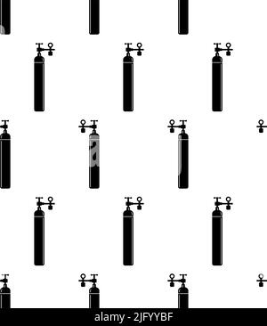 Oxygen Tank Icon Seamless Pattern, Oxygen Storage Vessel Cylinder Vector Art Illustration Stock Vector