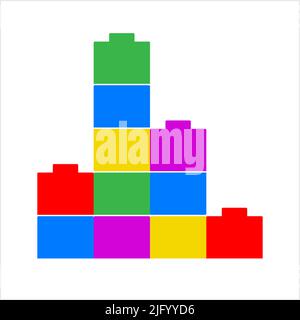 Toy Blocks Icon, Kids Children Block Building Toy Vector Art Illustration Stock Vector