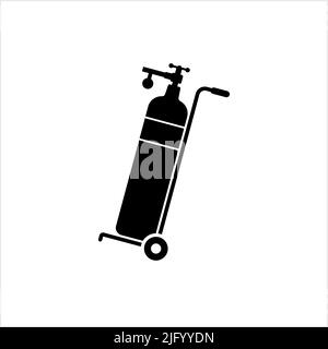 Oxygen Tank Icon, Oxygen Storage Vessel Cylinder Vector Art Illustration Stock Vector