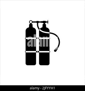 Oxygen Tank Icon, Oxygen Storage Vessel Cylinder Vector Art Illustration Stock Vector