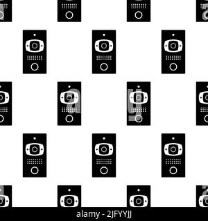 Video Doorbell Icon Seamless Pattern, Camera Ring Wi Fi Enabled Smart Video Doorbell Vector Art Illustration Stock Vector
