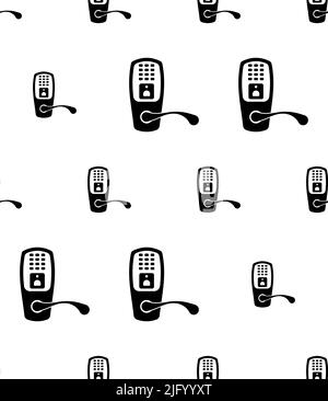 Smart Door Lock Icon Seamless Pattern, Smart Key Pad Security Door Lock Vector Art Illustration Stock Vector