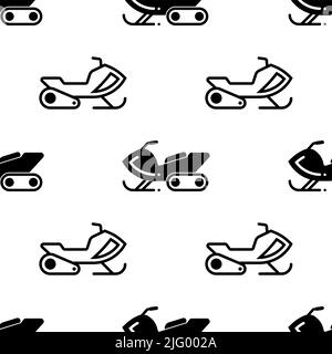 Snowmobile Icon Seamless Pattern, Snow Scooter Motorized Vehicle Vector Art Illustration Stock Vector