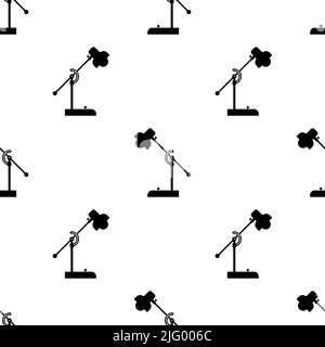 Study Lamp Icon Seamless Pattern, Table Lamp Desk Lamp Icon Vector Art Illustration Stock Vector