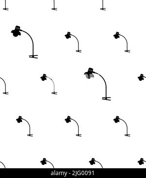 Study Lamp Icon Seamless Pattern, Table Lamp Desk Lamp Icon Vector Art Illustration Stock Vector