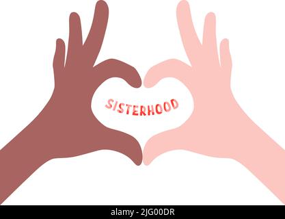 sisterhood with two hands make heart Stock Vector