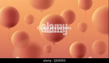 Orange greeting background with round shaped balloons. Vector illustration Stock Vector