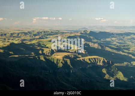 Aerial view of The Amphitheatre, Drakensberg Mountains, Royal Natal ...