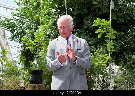 The Prince of Wales, Patron of the National Botanic Garden of Wales, during a visit to the Botanic Gardens at Middleton Hall, Llanarthne. Picture date: Tuesday July 5, 2022. Stock Photo