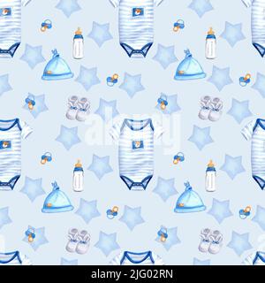 Cute baby boy seamless pattern for textile, print, greeting cards