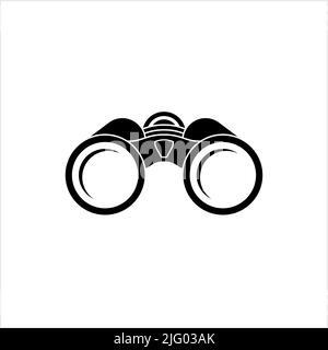 Binoculars Icon, Field Glasses, Side By Side And Aligned Two Telescopes For Viewing Distant Objects Vector Art Illustration Stock Vector