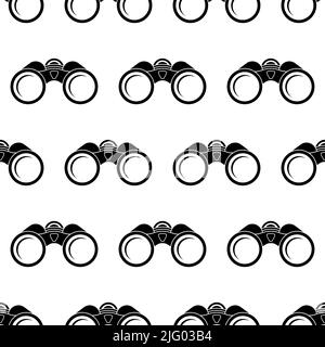 Binoculars Icon Seamless Pattern, Field Glasses, Side By Side And Aligned Two Telescopes For Viewing Distant Objects Vector Art Illustration Stock Vector