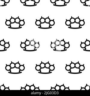 Brass Knuckles Icon Seamless Pattern, Fist Weapon Icon Vector Art Illustration Stock Vector