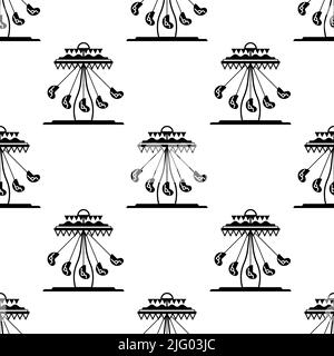 Carousel Icon Seamless Pattern, Roundabout, Merry Go Round Ride Vector Art Illustration Stock Vector