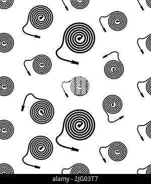 Fire Hose Icon Seamless Pattern, Fire Fighting Equipment Water Hose Pipe, Firehose Icon, High Pressure Foam Water Hose Vector Art Illustration Stock Vector