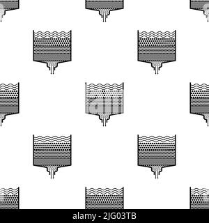 Drop Water Filter Icon Seamless Pattern, Sand Filter Water Treatment Process Of Water Purification Vector Art Illustration Stock Vector