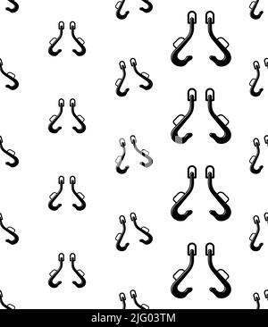 Drum Lifting Hook Icon Seamless Pattern, Hoist Crane Drum Barrel Lifting Hook Vector Art Illustration Stock Vector