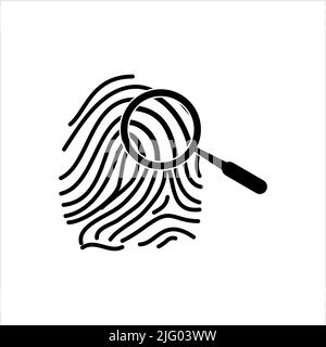 Finger Impression Evidence Icon, Fingerprint Identification Examination Vector Art Illustration Stock Vector