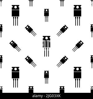 Field Effect Transistor Icon Seamless Pattern, Power Transistor Icon Vector Art Illustration Stock Vector