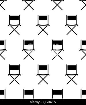Folding Chair Icon Seamless Pattern, Leg Folding Furniture Icon Vector Art Illustration Stock Vector