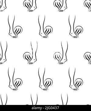 Feet Odour Icon Seamless Pattern, Body Odour Icon, Human Bacterial Activity Smell Vector Art Illustration Stock Vector