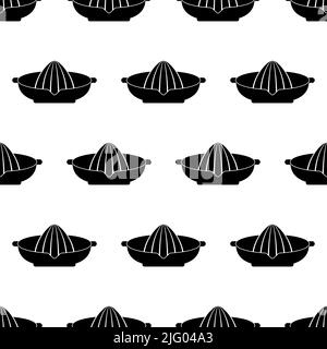 Lemon Juicer Icon Seamless Pattern, Manual Lemon Juicer, Juice Extractor Device, Centrifugal Juicer Vector Art Illustration Stock Vector