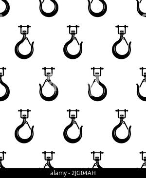 Lifting Hook Icon Seamless Pattern, Hoist Crane Heavy Weight Lifting Hook Vector Art Illustration Stock Vector