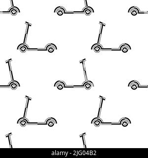 Kick Scooter Icon Seamless Pattern, Push Scooter Icon, Street Vehicle Running With Human Kick Push Vector Art Illustration Stock Vector