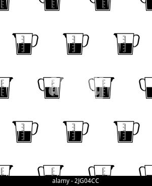 Measuring Cup Icon Seamless Pattern, Liquid Or Bulk Solid Cooking Ingredient Volume Measuring Utensil Vector Art Illustration Stock Vector