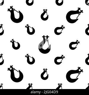 Lifting Hook Icon Seamless Pattern, Hoist Crane Heavy Weight Lifting Hook Vector Art Illustration Stock Vector