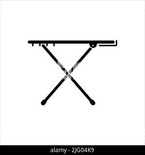 Ironing Board Icon, Portable, Foldable Table Stand For Ironing Vector Art Illustration Stock Vector