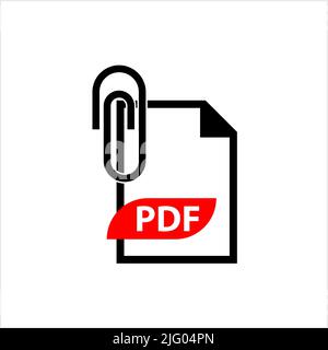 Pdf Attachment Icon, Pdf File Attached Icon, Paper Pin Attachment, Portable Text Graphic File Format Vector Art Illustration Stock Vector