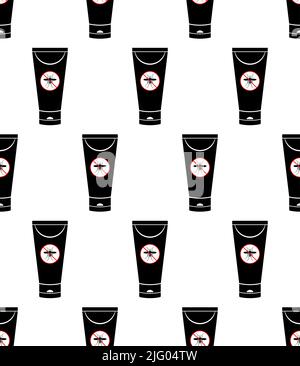 Mosquito Repellent Cream Icon Seamless Pattern, Bug Insect Repellent Skin Cream Gel Vector Art Illustration Stock Vector