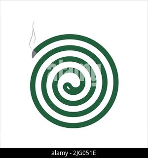 Mosquito Repellent Coil Icon, Bug, Insect Killer Smoldering Spiral Incense Vector Art Illustration Stock Vector