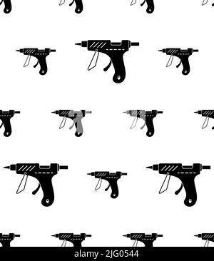 Glue Gun Icon Seamless Pattern, Hot Glue Gun, Hot Melt Adhesive, Thermoplastic Adhesive, Solid Cylindrical Stick Squeezed Out Of The Heated Nozzle Vec Stock Vector