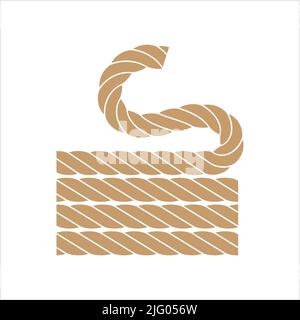 Rope Bundle Icon, Rope Roll, Rope Wrapped Up Together, String Icon Vector Art Illustration Stock Vector