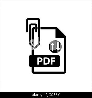 Pdf Attachment Icon, Pdf File Attached Icon, Paper Pin Attachment, Portable Text Graphic File Format Vector Art Illustration Stock Vector