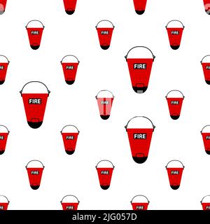 Safety Fire Bucket Icon Seamless Pattern, Fire Control Bucket Filled With Water, Sand Vector Art Illustration Stock Vector