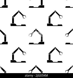 Robotic Arm Icon Seamless Pattern, Programmable Mechanical Arm Vector Art Illustration Stock Vector