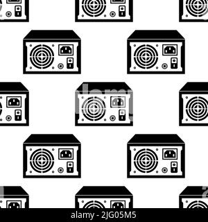 Power Supply Icon Seamless Pattern, Computer Smps Switch Mode Power Supply, Vector Art Illustration Stock Vector