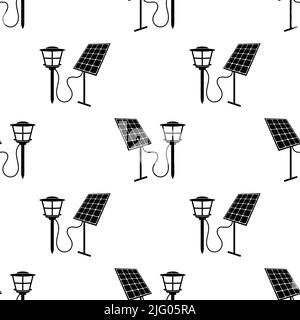 Solar Garden Light Icon Seamless Pattern, Garden Decorative Waterproof Lamp Vector Art Illustration Stock Vector